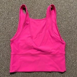 Bright Pink Power Pivot Lululemon Tank Reversible+Ribbed